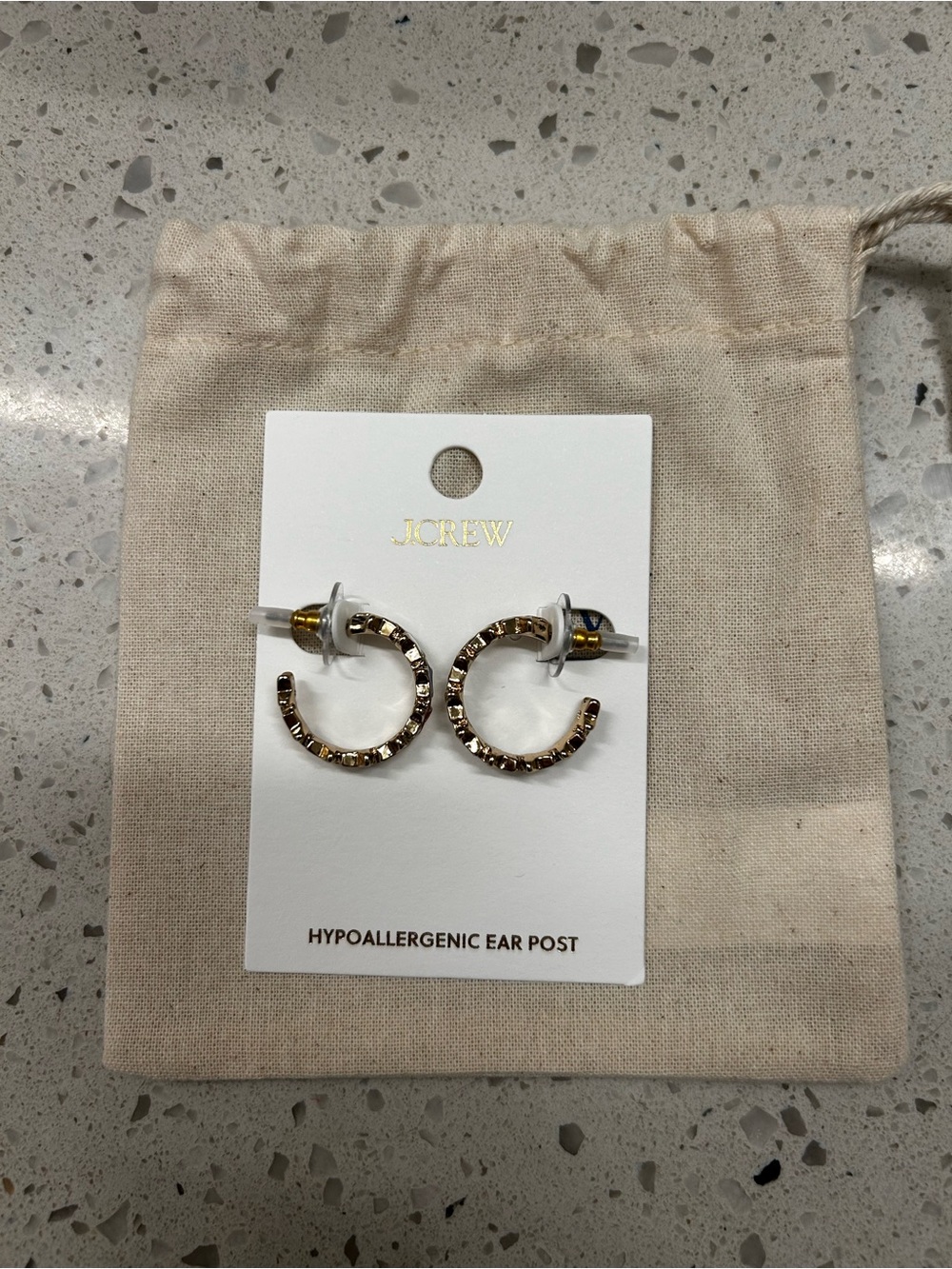 J.Crew Red White and Blue Star Hoop Earrings - Gold